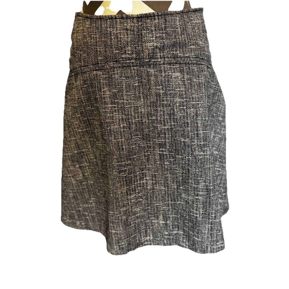 Boden Tweed Mini A-Line Skirt 6 Navy White Side Zip Career Office Preppy Classic